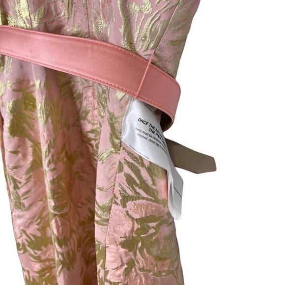 Kay Unger Bella High Low Hem Gown Size 10 Blush Gold Strapless Belted Pockets - Picture 7 of 10